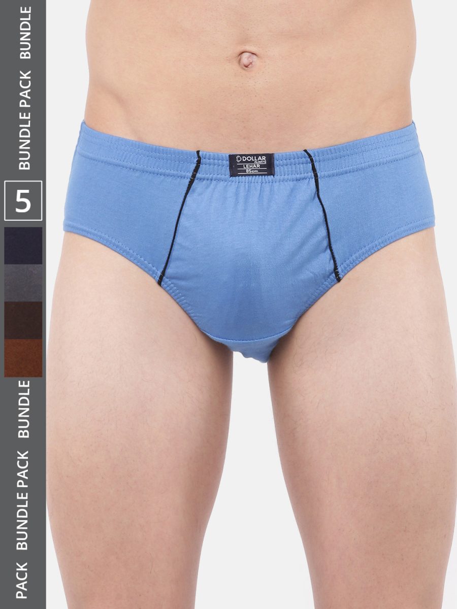 Dollar Lehar Men's Assorted Pack of 5 Super Combed Cotton Brief