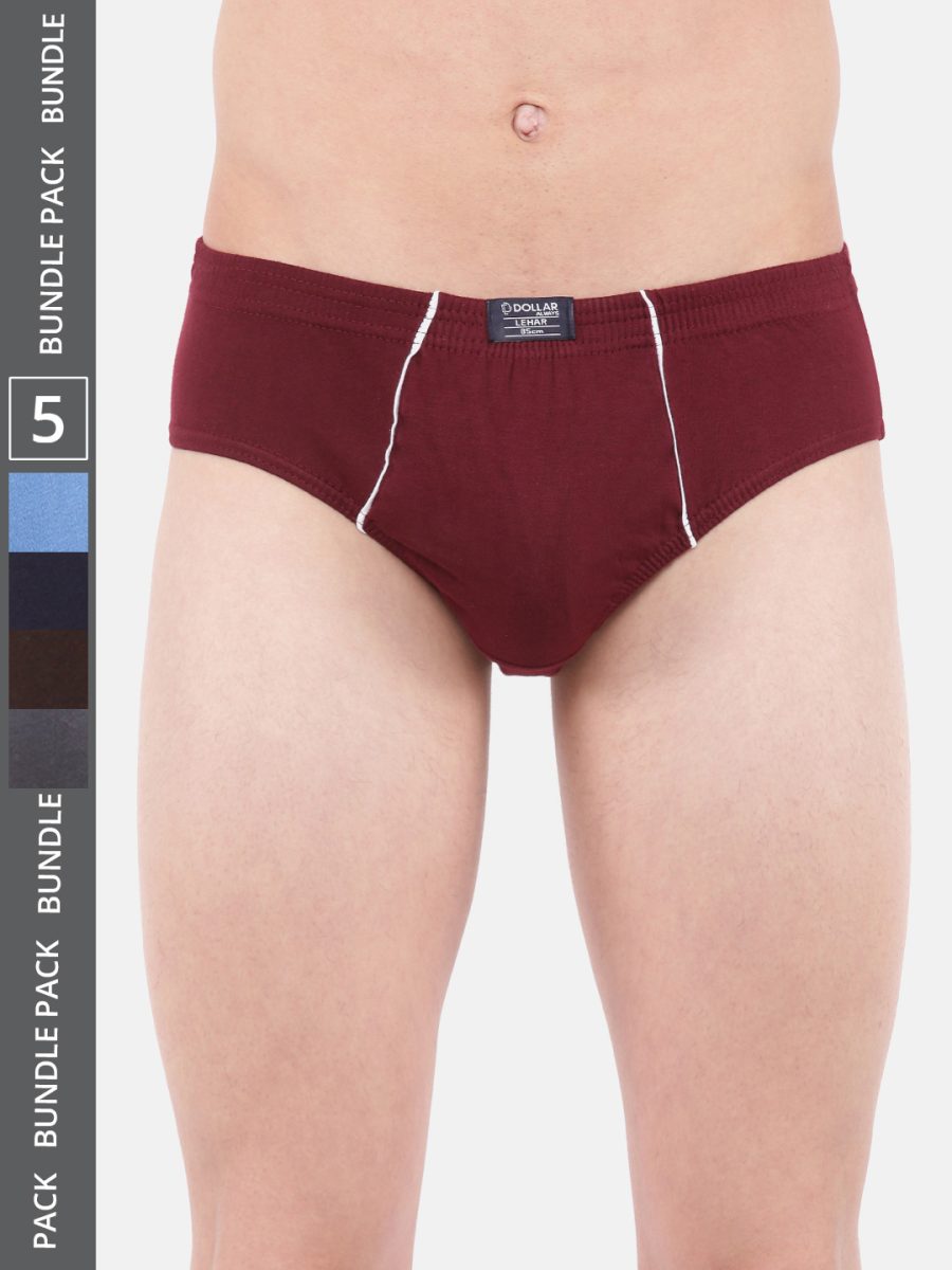 Dollar Lehar Men's Assorted Pack of 5 Super Combed Cotton Brief