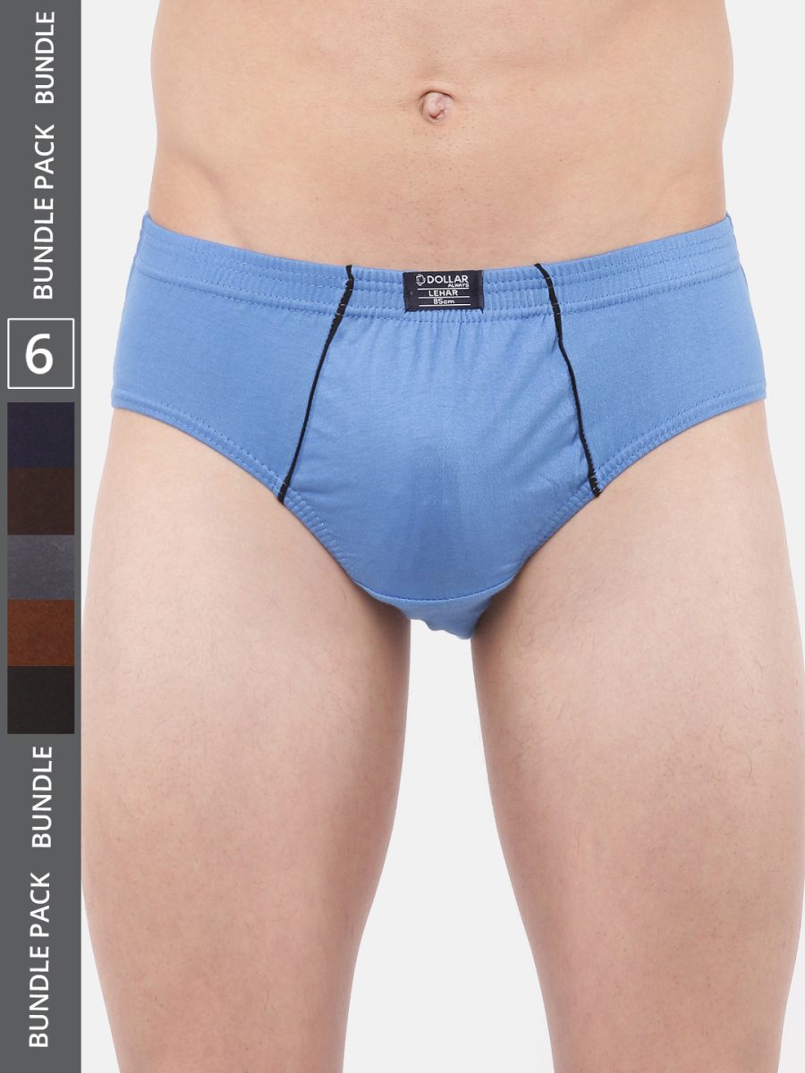 Dollar Lehar Men's Assorted Pack of 6 Super Combed Cotton Brief