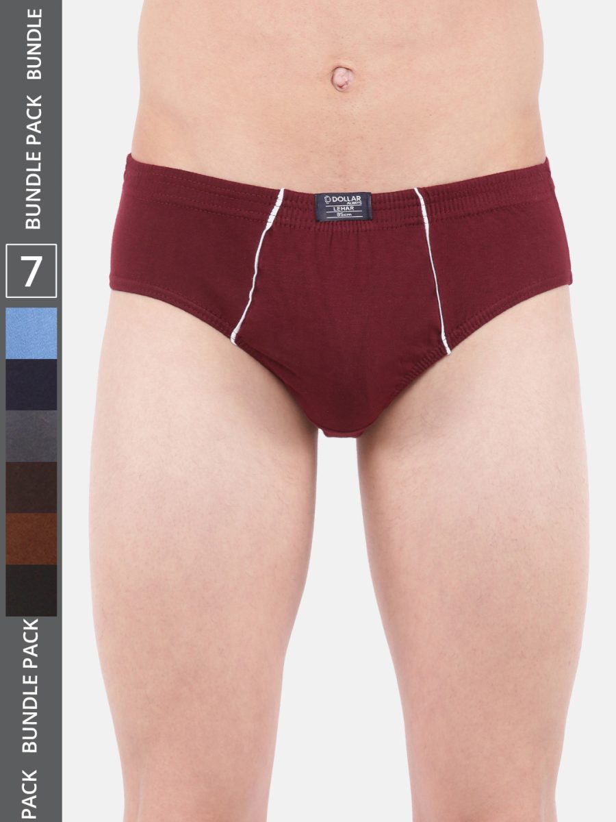 Dollar Lehar Men's Assorted Pack of 7 Super Combed Cotton Brief