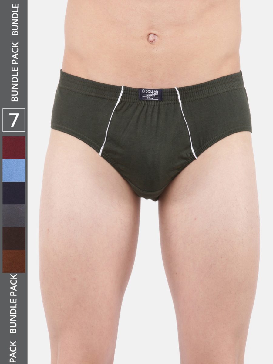 Dollar Lehar Men's Assorted Pack of 7 Super Combed Cotton Brief