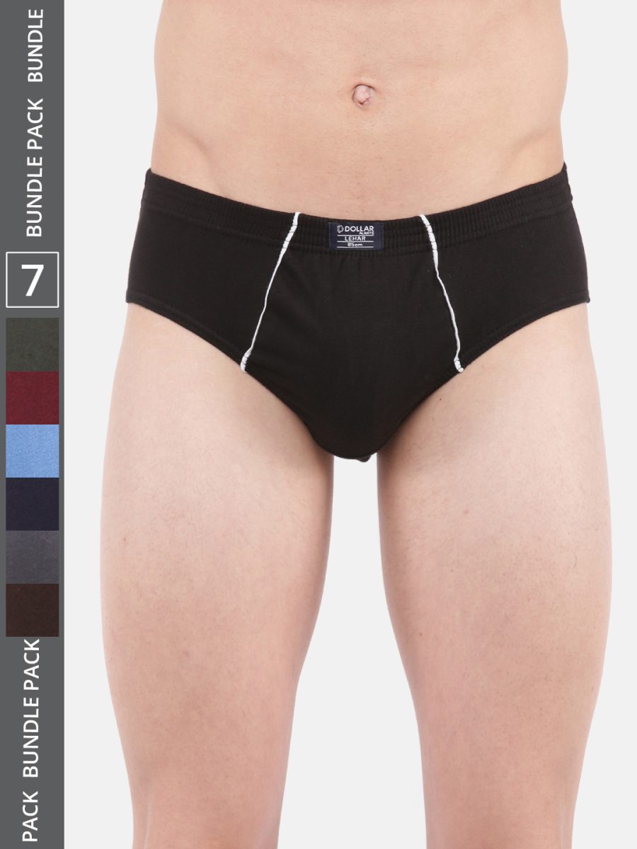 Dollar Lehar Men's Assorted Pack of 7 Super Combed Cotton Brief