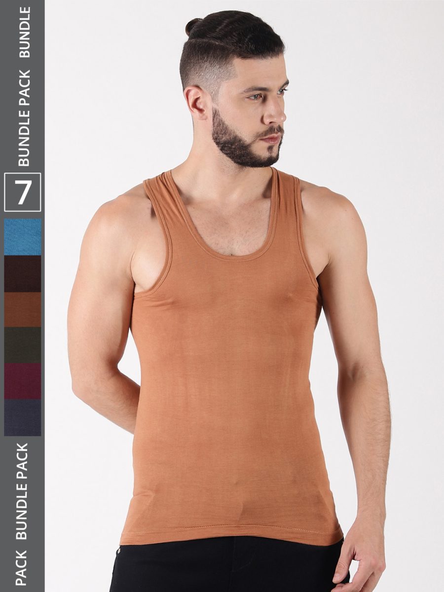 Dollar Lehar Men's Assorted Pack of 7 Combed Cotton Vest