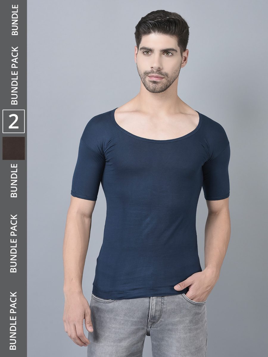 Dollar Lehar Men's Assorted Pack of 2 Combed Cotton Vest