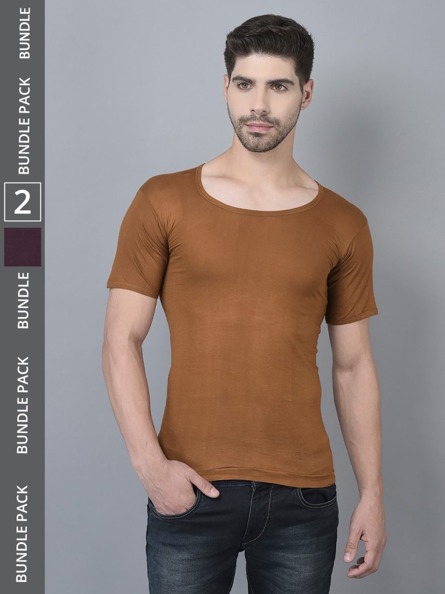 Dollar Lehar Men's Assorted Pack of 2 Combed Cotton Vest