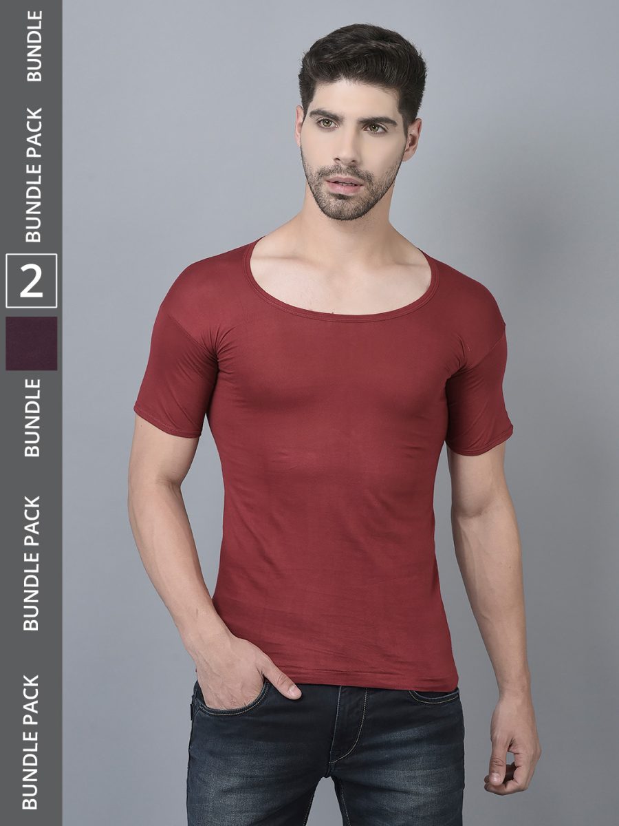 Dollar Lehar Men's Assorted Pack of 2 Combed Cotton Vest