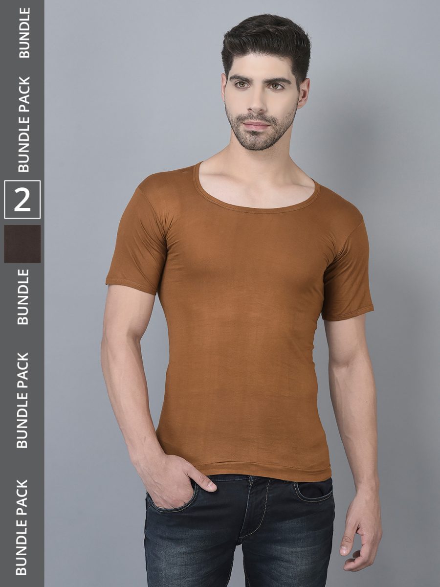 Dollar Lehar Men's Assorted Pack of 2 Combed Cotton Vest