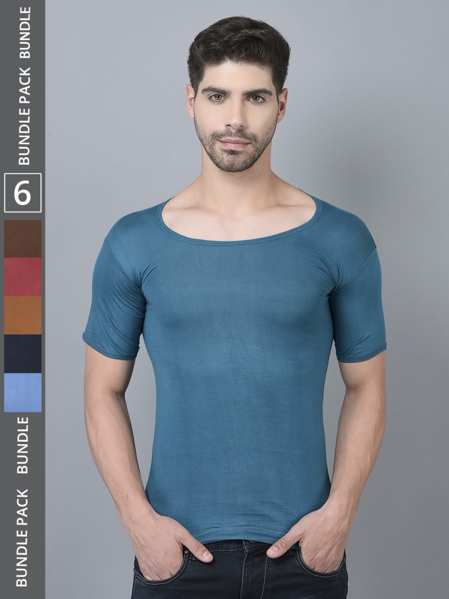 Dollar Lehar Men's Assorted Pack of 6 Combed Cotton Vest