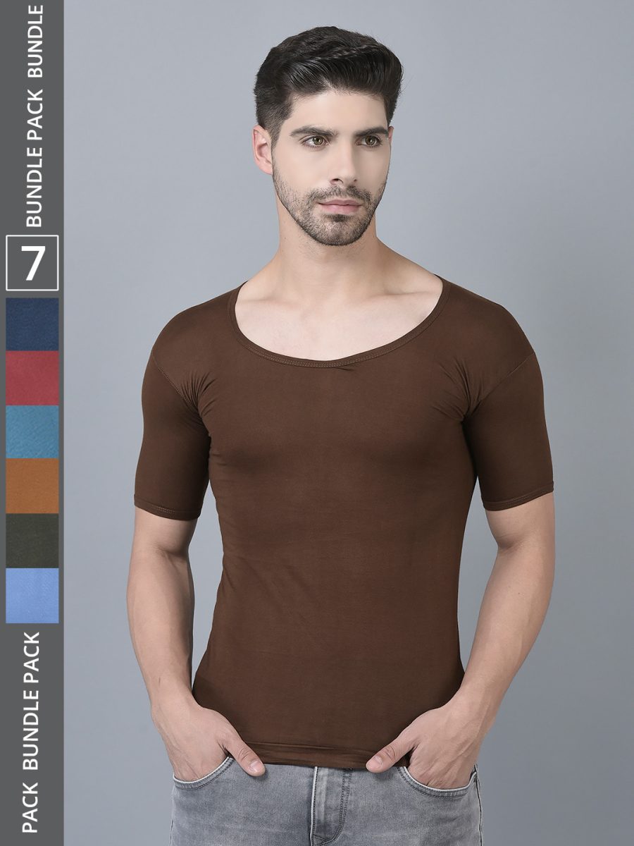 Dollar Lehar Men's Assorted Pack of 7 Combed Cotton Vest