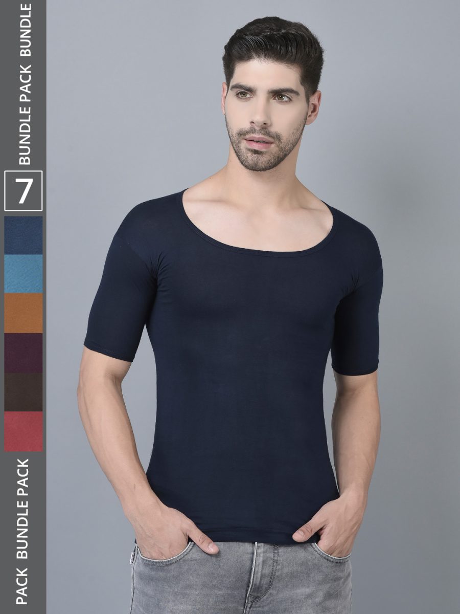 Dollar Lehar Men's Assorted Pack of 7 Combed Cotton Vest