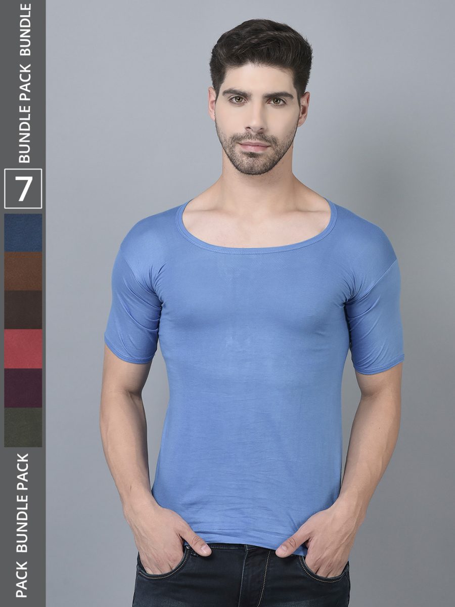 Dollar Lehar Men's Assorted Pack of 7 Combed Cotton Vest