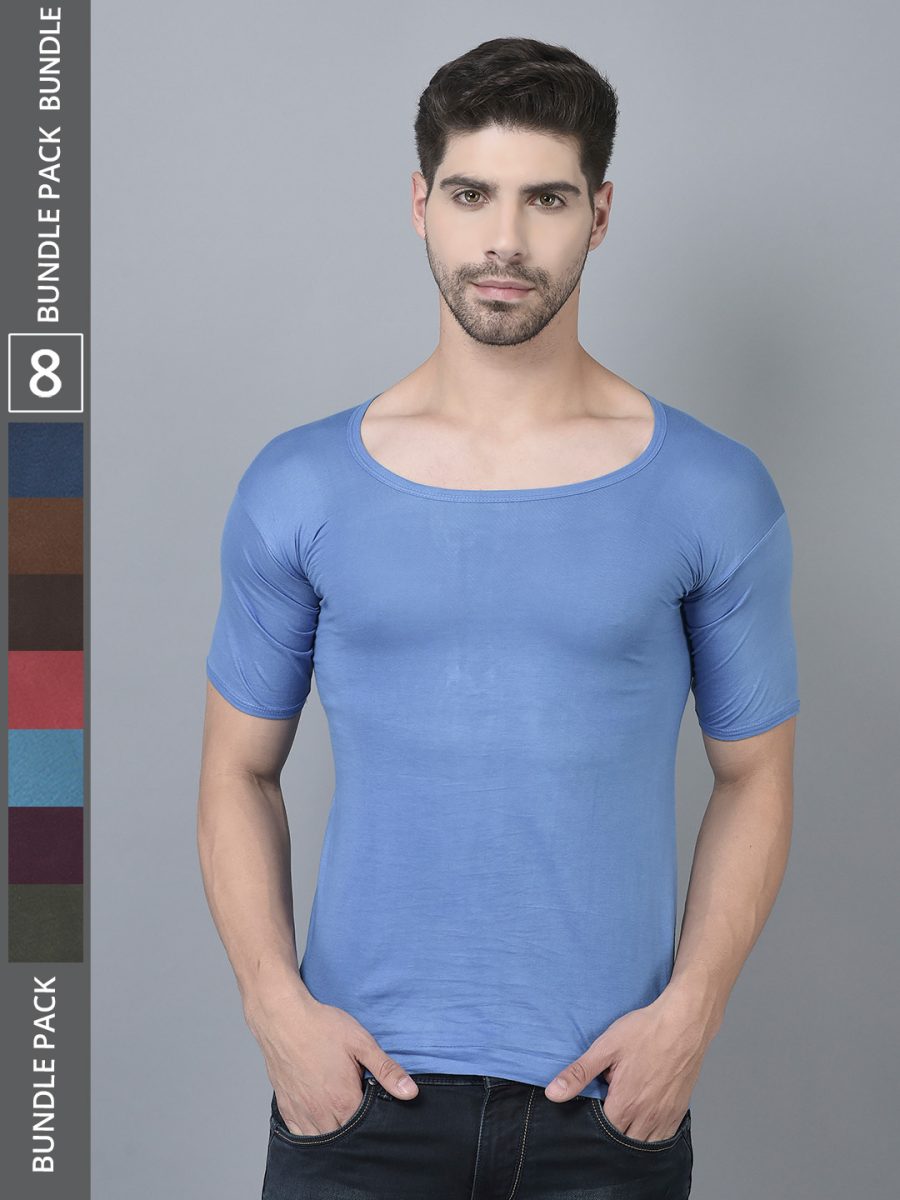 Dollar Lehar Men's Assorted Pack of 8 Combed Cotton Vest
