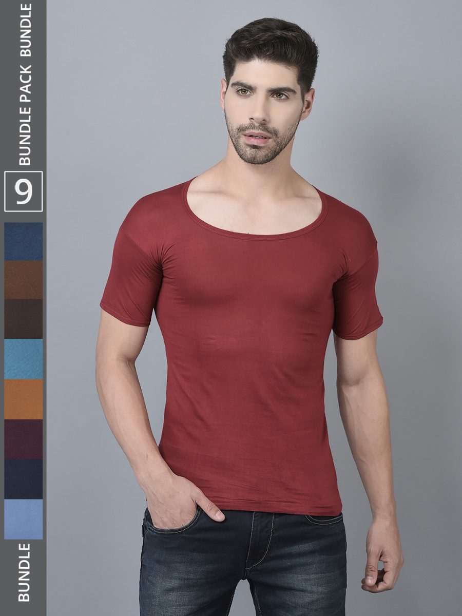 Dollar Lehar Men's Assorted Pack of 9 Combed Cotton Vest