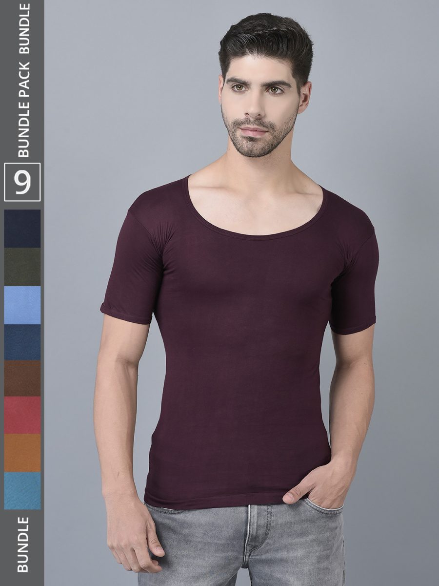 Dollar Lehar Men's Assorted Pack of 9 Combed Cotton Vest