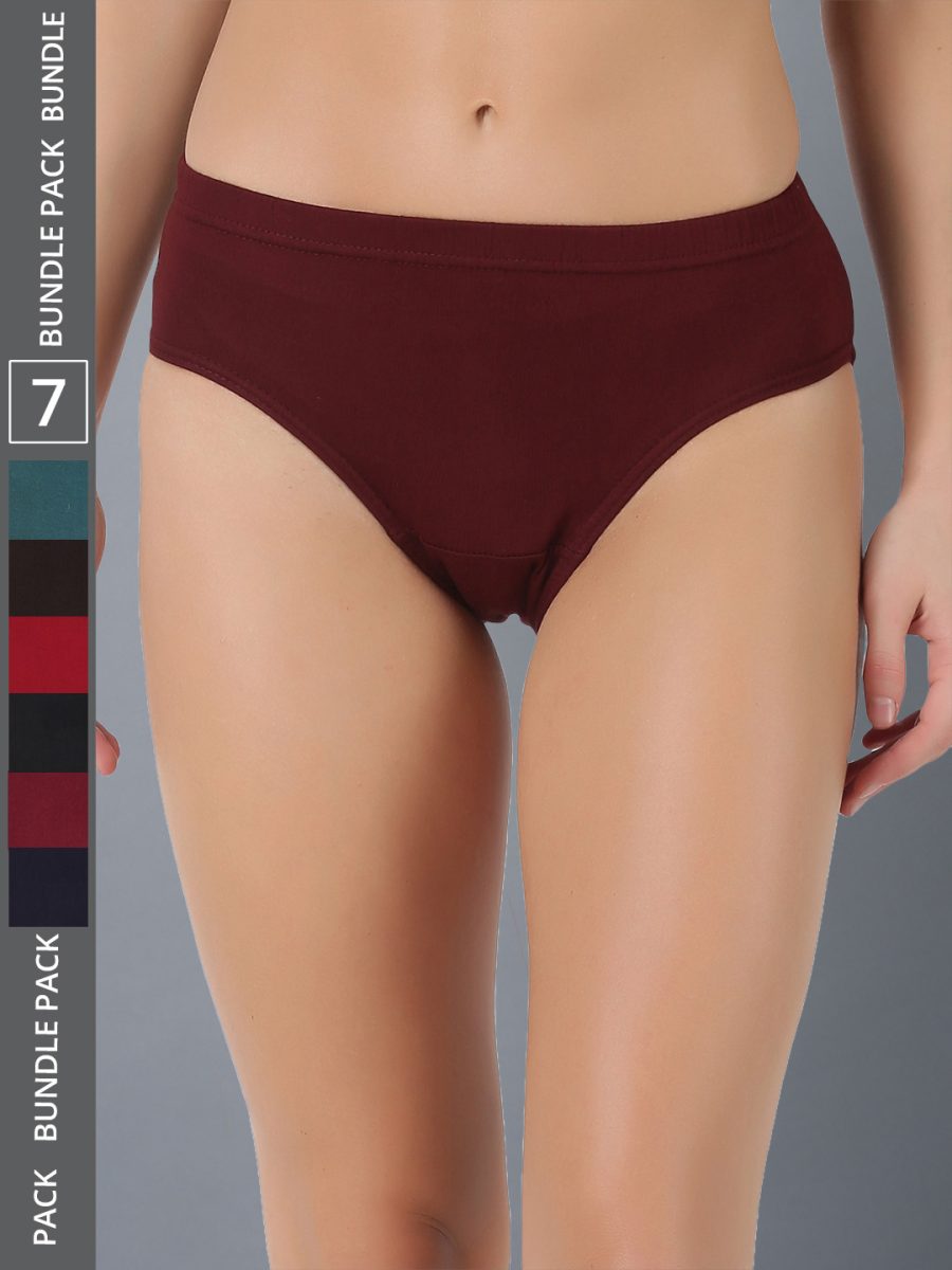 Dollar Lehar Women’s Assorted Pack of 7 Combed Cotton Plain Solid Panty