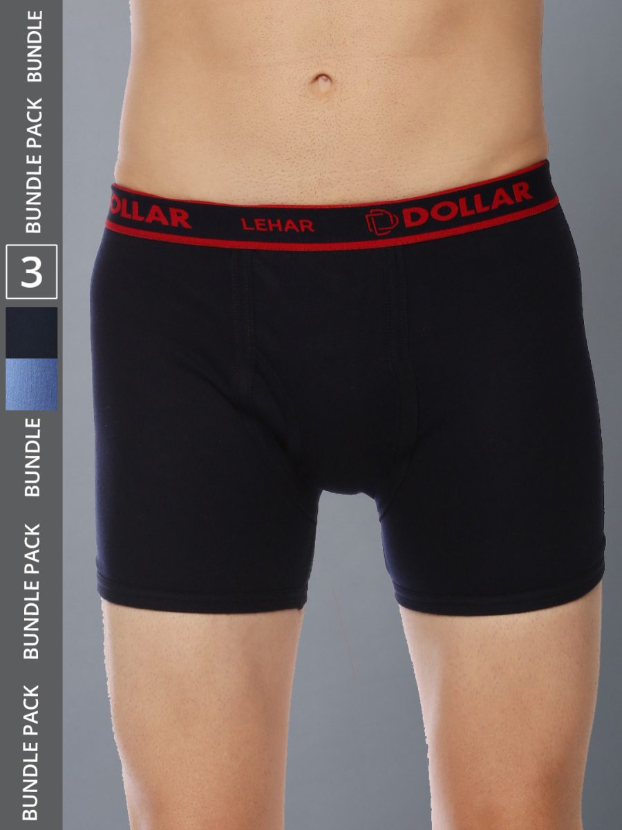 Dollar Lehar Men's Assorted Pack of 3 Combed Cotton Trunk
