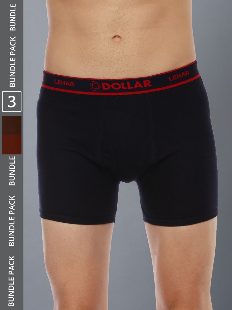 Dollar Lehar Men's Assorted Pack of 3 Combed Cotton Trunk