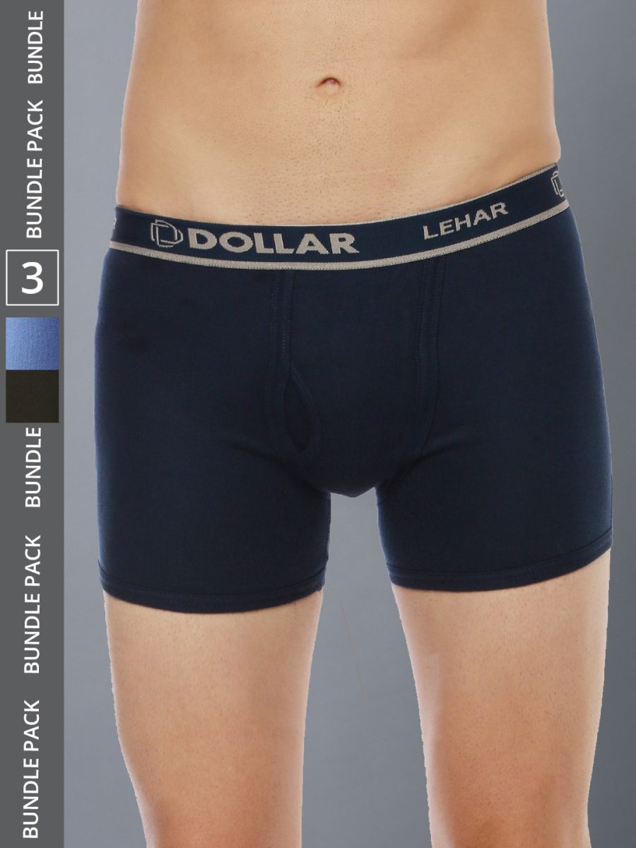 Dollar Lehar Men's Assorted Pack of 3 Combed Cotton Trunk
