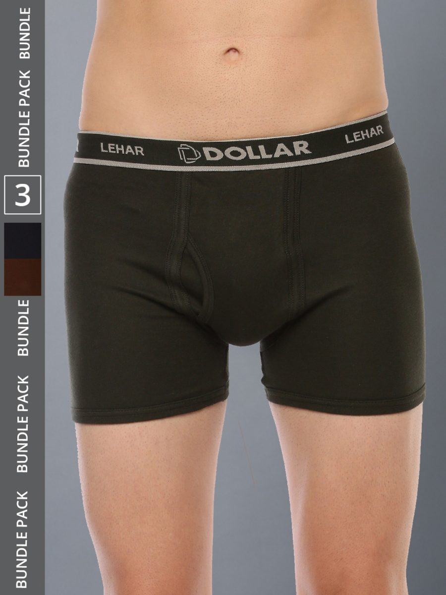 Dollar Lehar Men's Assorted Pack of 3 Combed Cotton Trunk