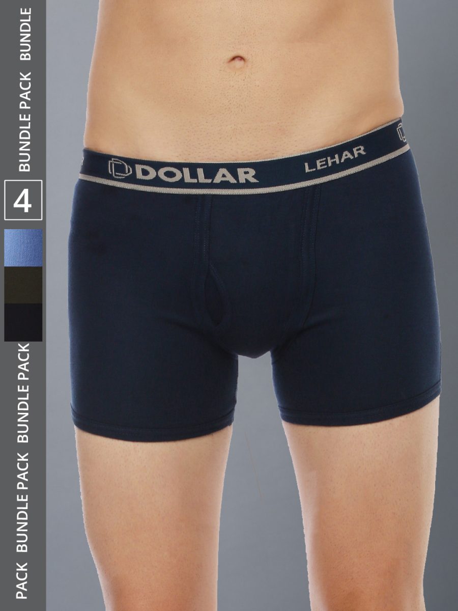 Dollar Lehar Men's Assorted Pack of 4 Combed Cotton Trunk