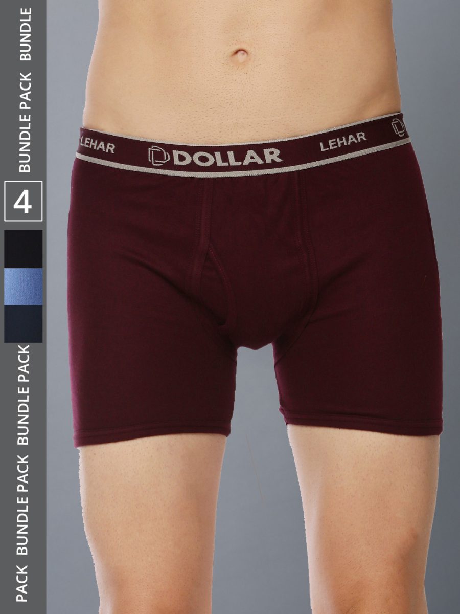 Dollar Lehar Men's Assorted Pack of 4 Combed Cotton Trunk