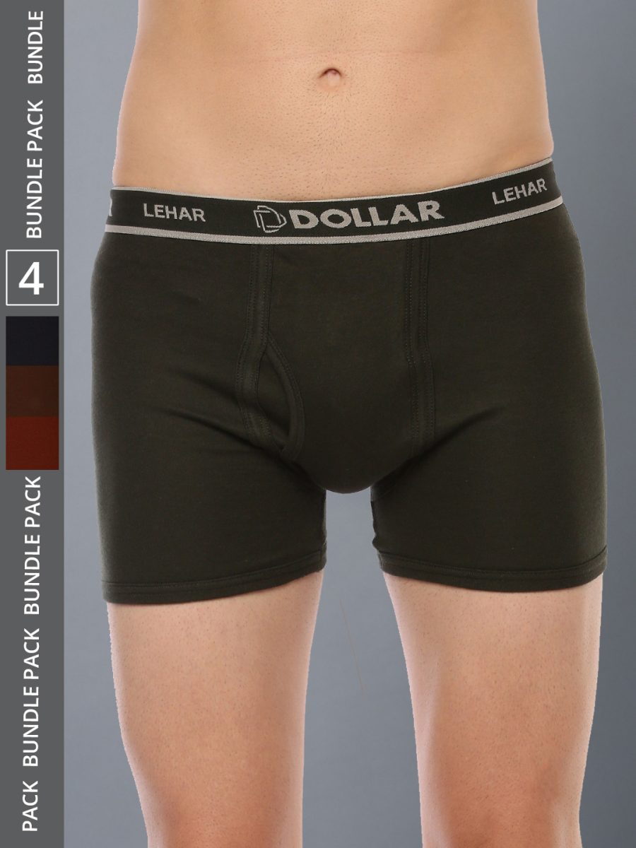 Dollar Lehar Men's Assorted Pack of 4 Combed Cotton Trunk