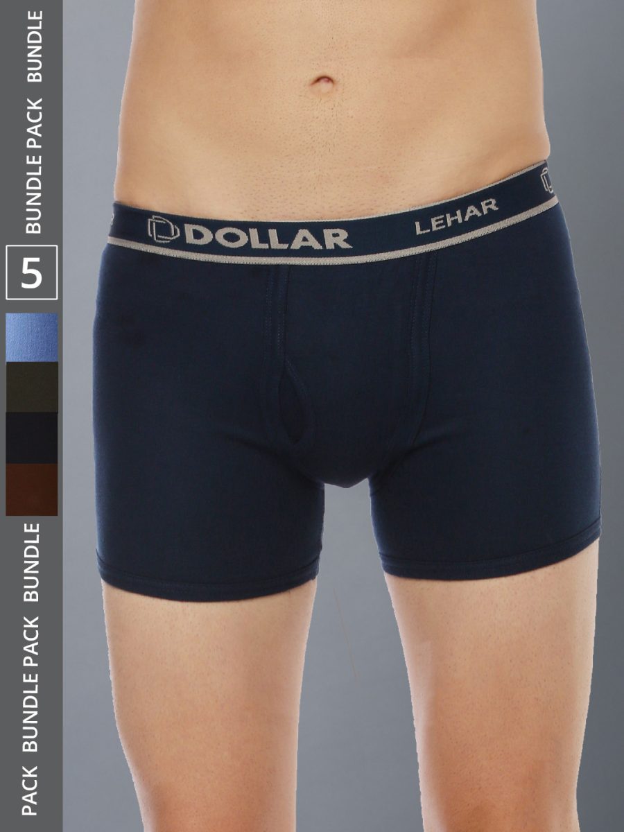 Dollar Lehar Men's Assorted Pack of 5 Combed Cotton Trunk