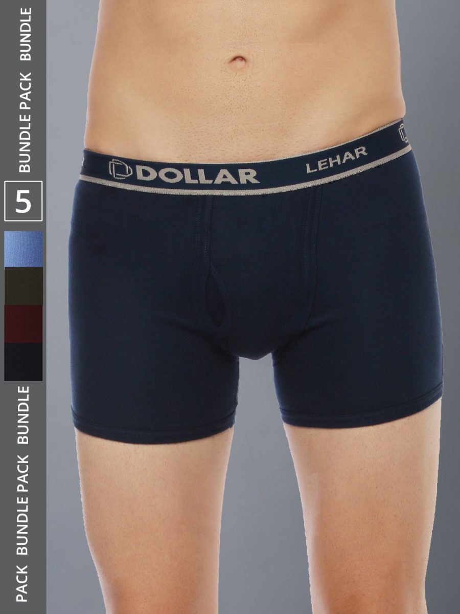 Dollar Lehar Men's Assorted Pack of 5 Combed Cotton Trunk