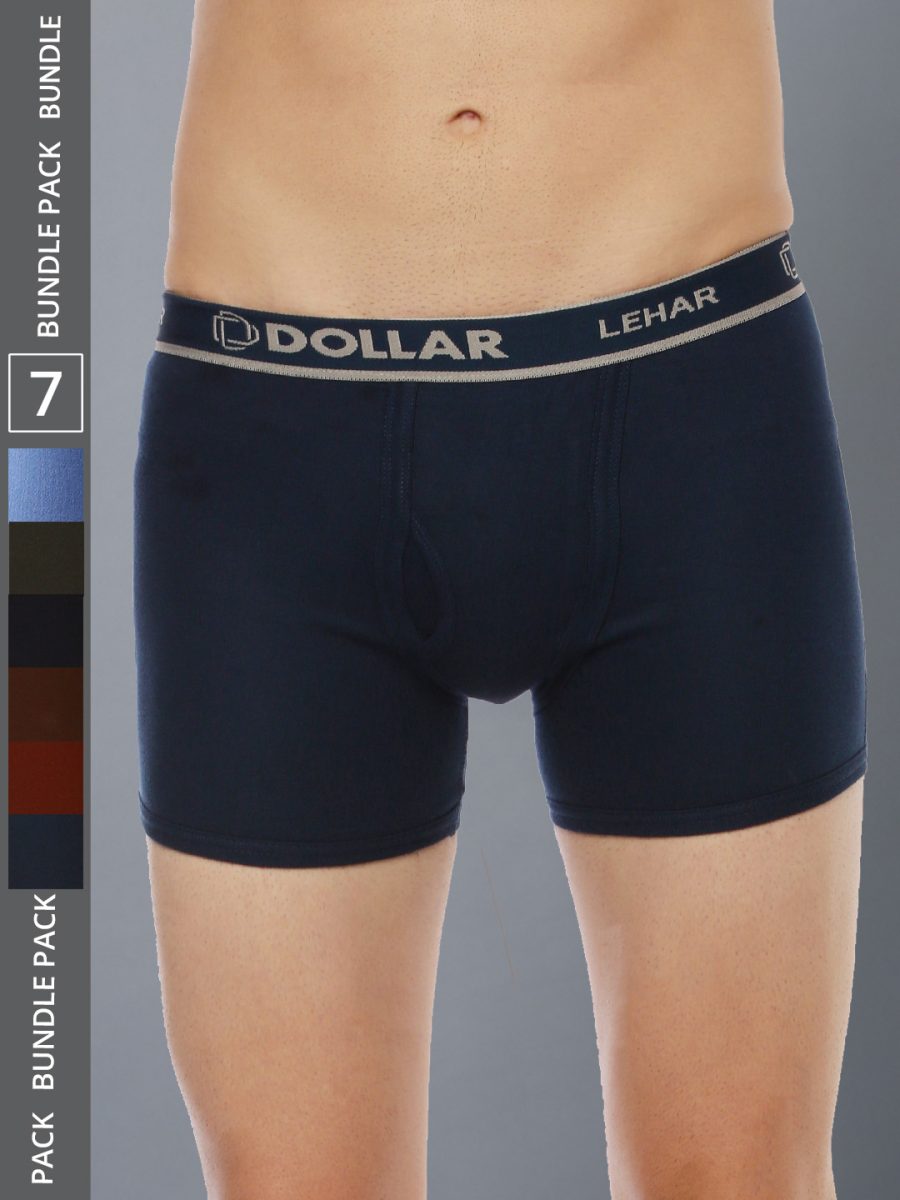 Dollar Lehar Men's Assorted Pack of 7 Combed Cotton Trunk