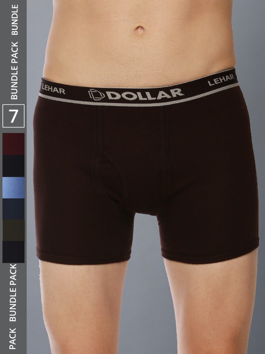 Dollar Lehar Men's Assorted Pack of 7 Combed Cotton Trunk