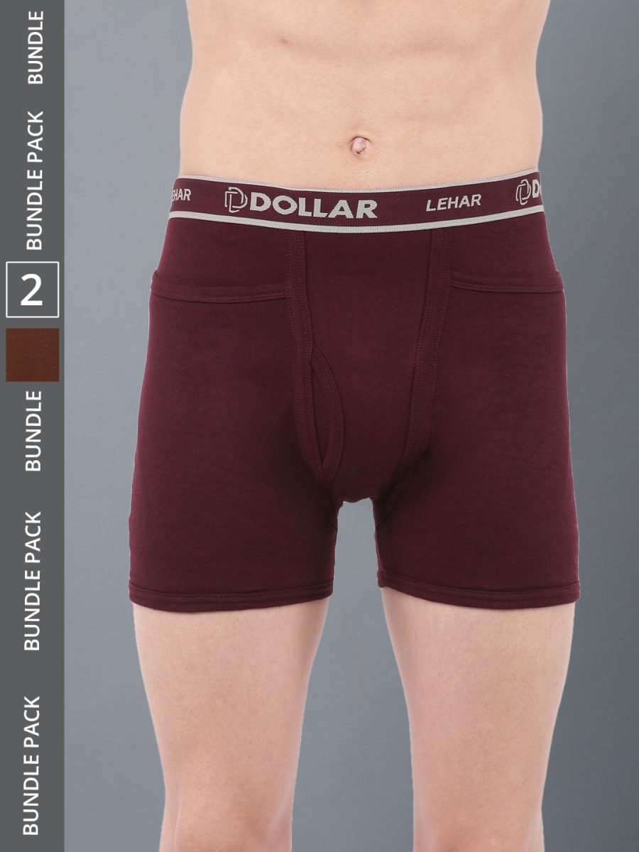 Dollar Lehar Men's Assorted Pack of 2 Combed Cotton Trunk