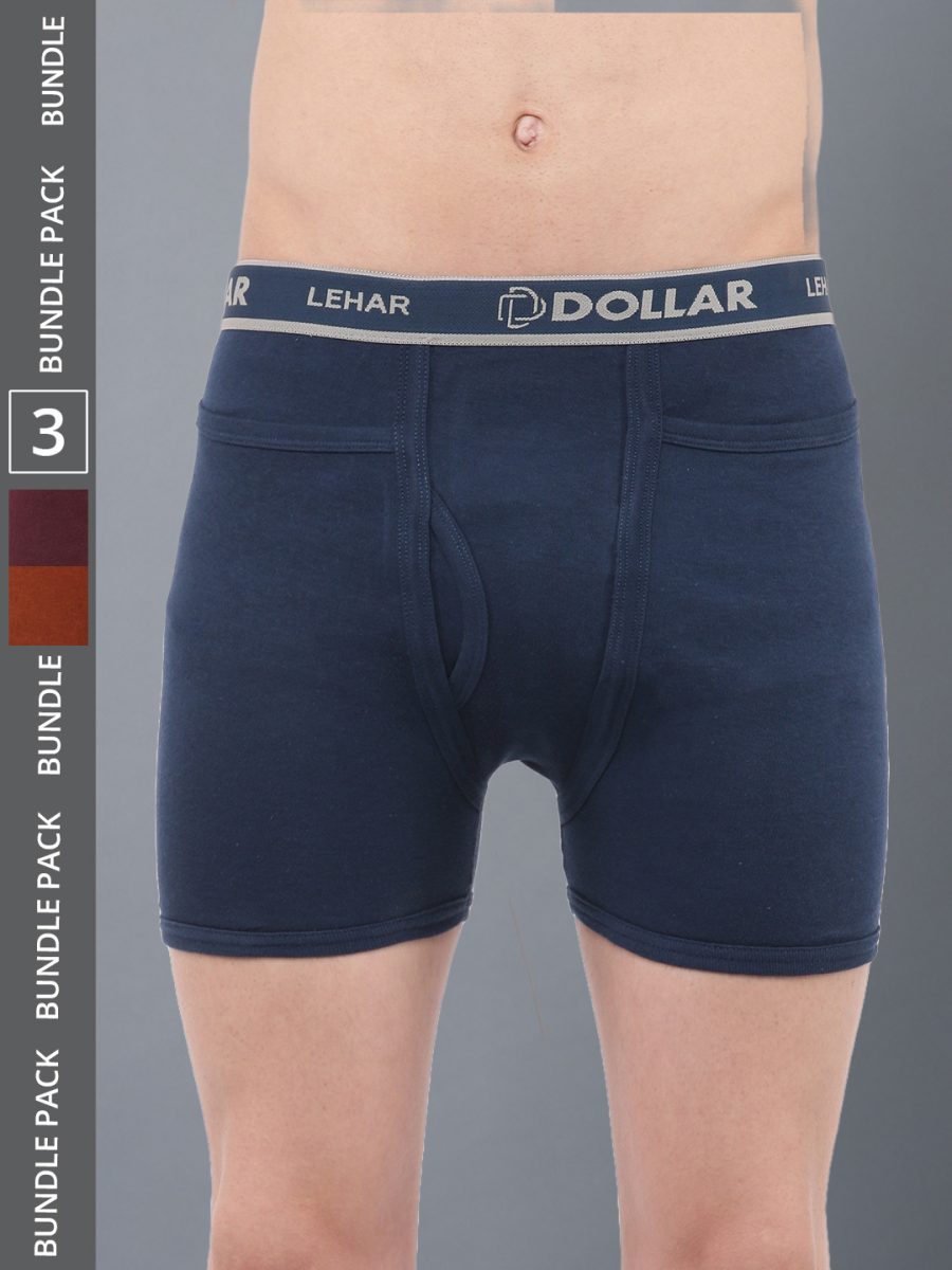 Dollar Lehar Men's Assorted Pack of 3 Combed Cotton Trunk