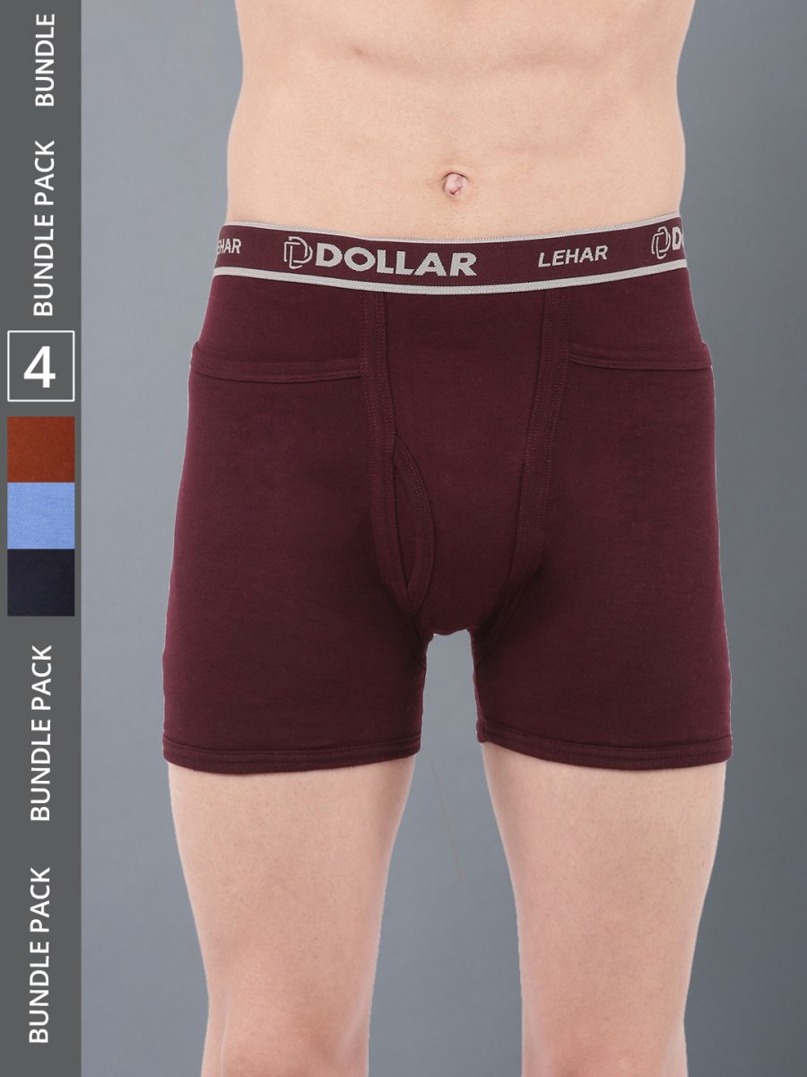 Dollar Lehar Men's Assorted Pack of 4 Combed Cotton Trunk