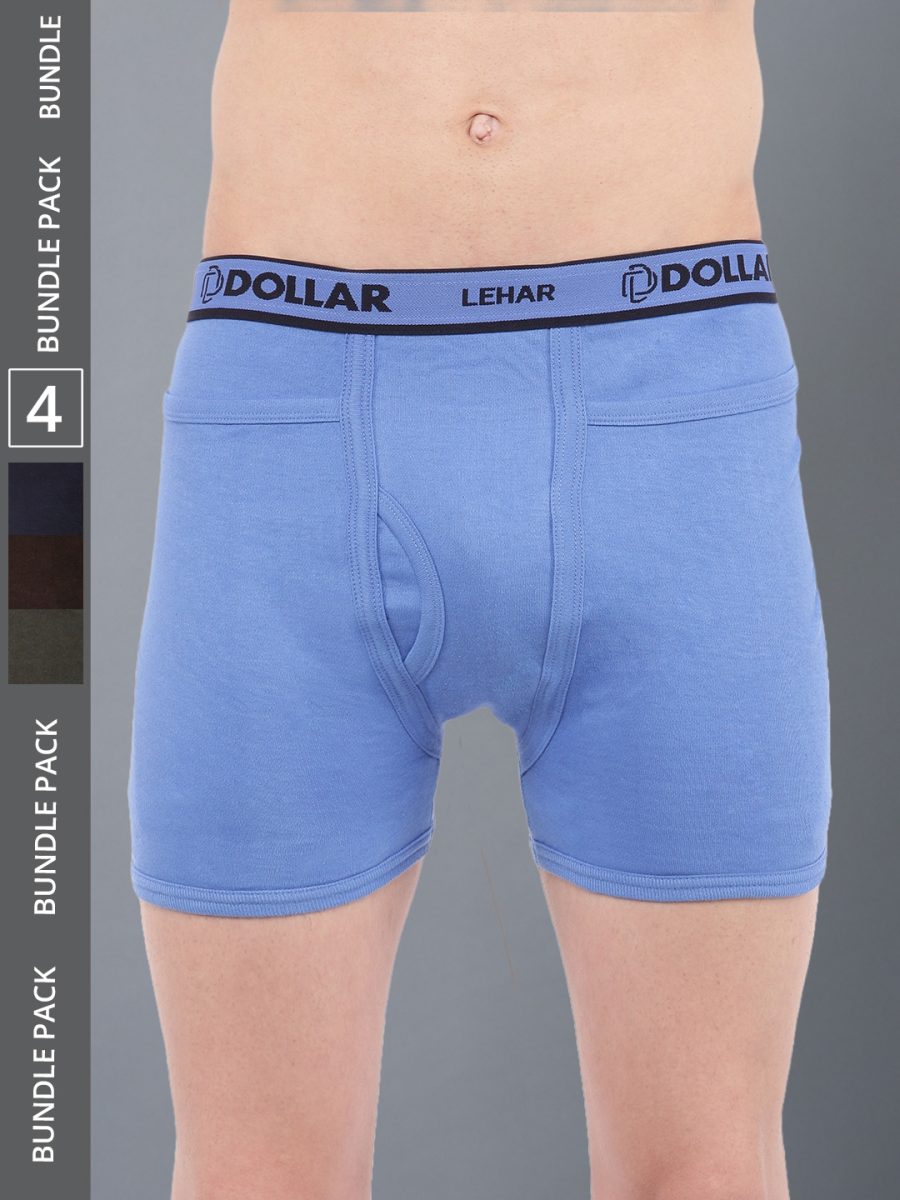 Dollar Lehar Men's Assorted Pack of 4 Combed Cotton Trunk