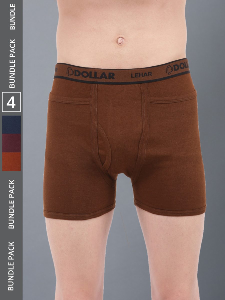 Dollar Lehar Men's Assorted Pack of 4 Combed Cotton Trunk