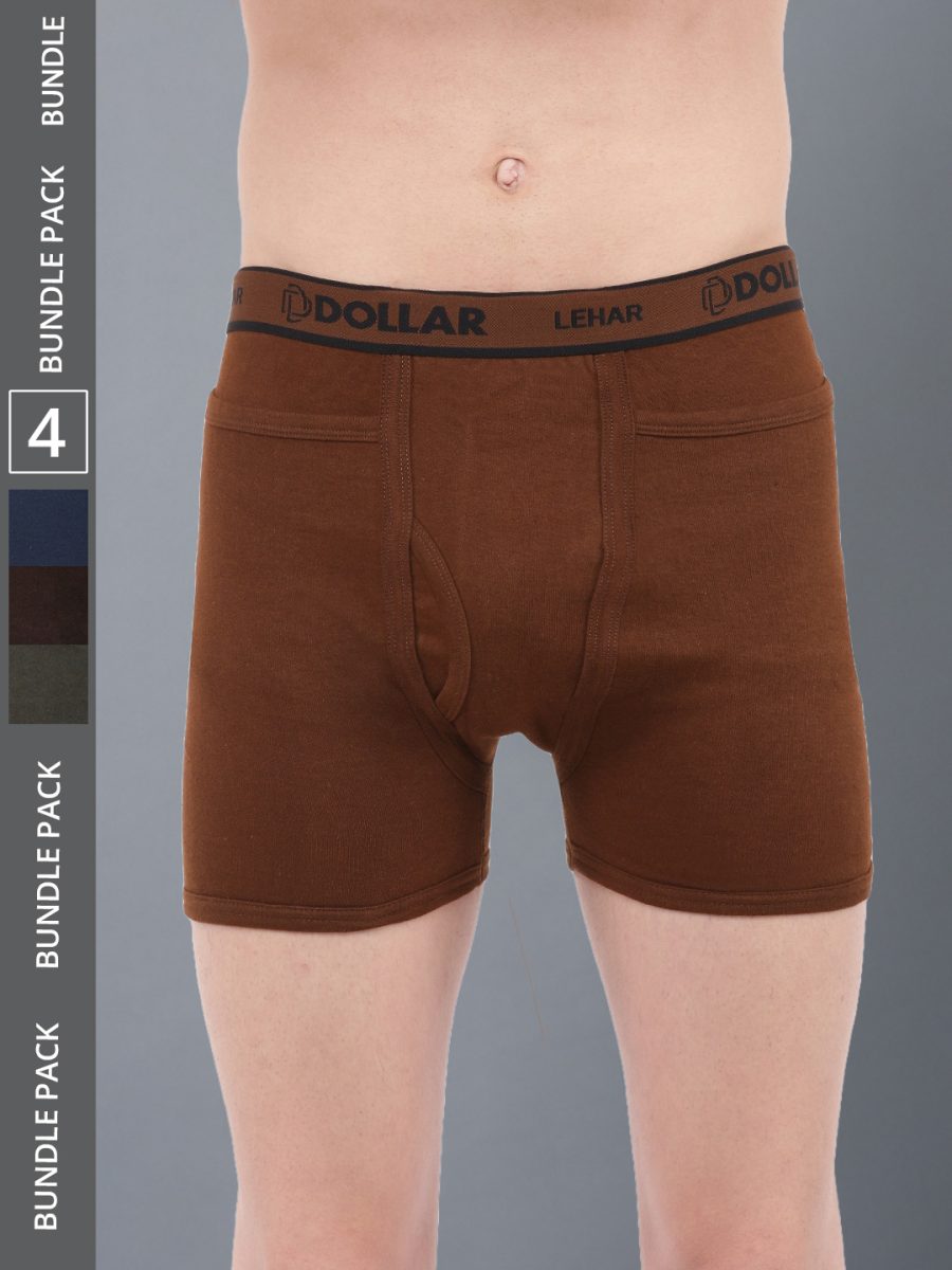 Dollar Lehar Men's Assorted Pack of 4 Combed Cotton Trunk