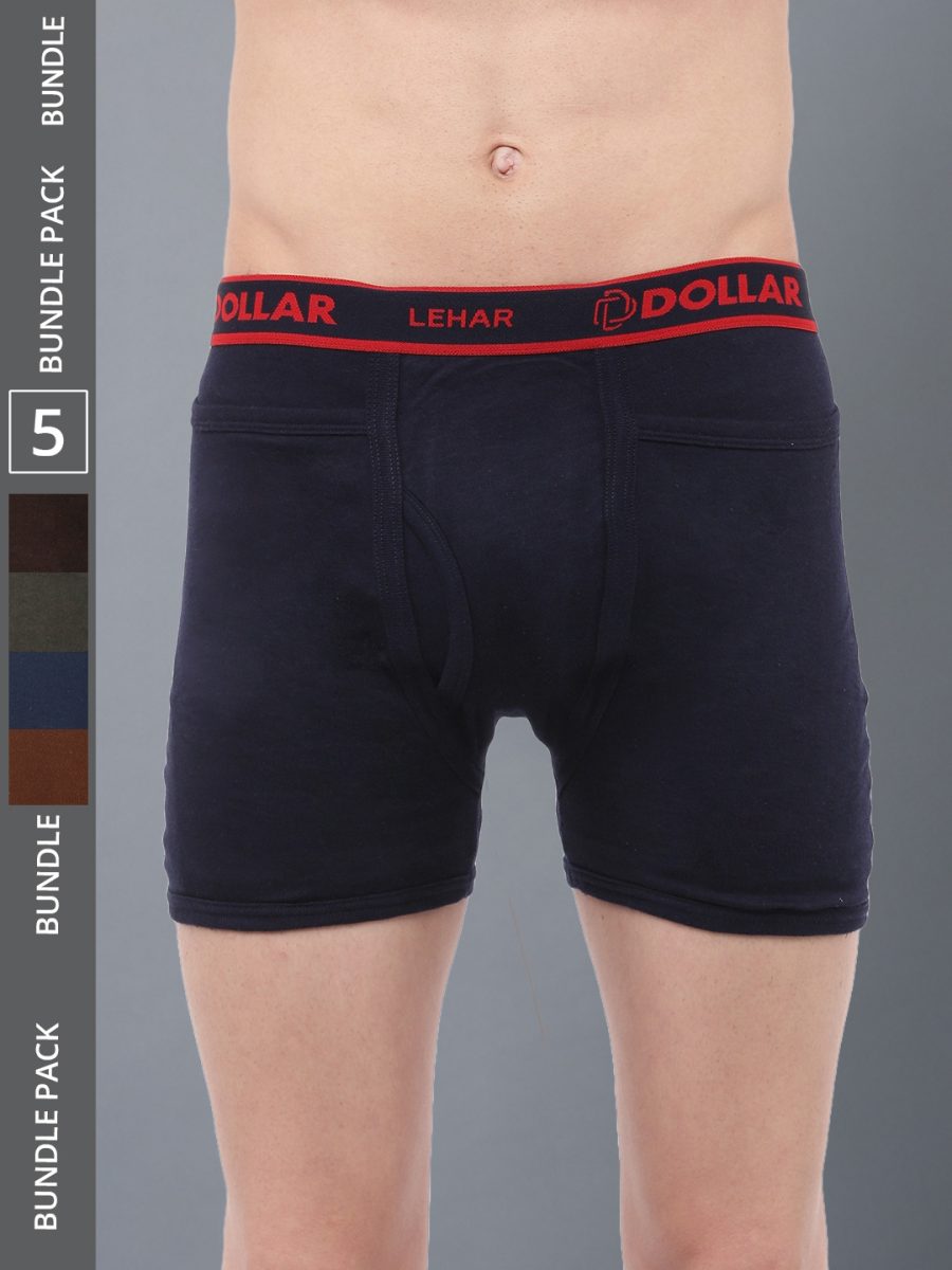 Dollar Lehar Men's Assorted Pack of 5 Combed Cotton Trunk