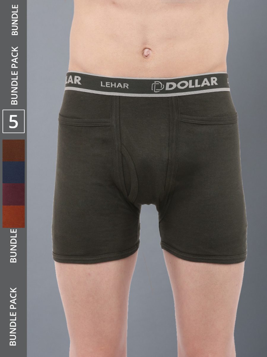 Dollar Lehar Men's Assorted Pack of 5 Combed Cotton Trunk