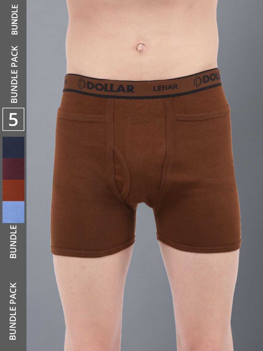 Dollar Lehar Men's Assorted Pack of 5 Combed Cotton Trunk