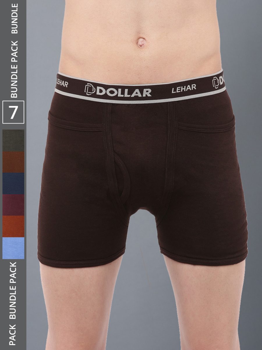 Dollar Lehar Men's Assorted Pack of 7 Combed Cotton Trunk