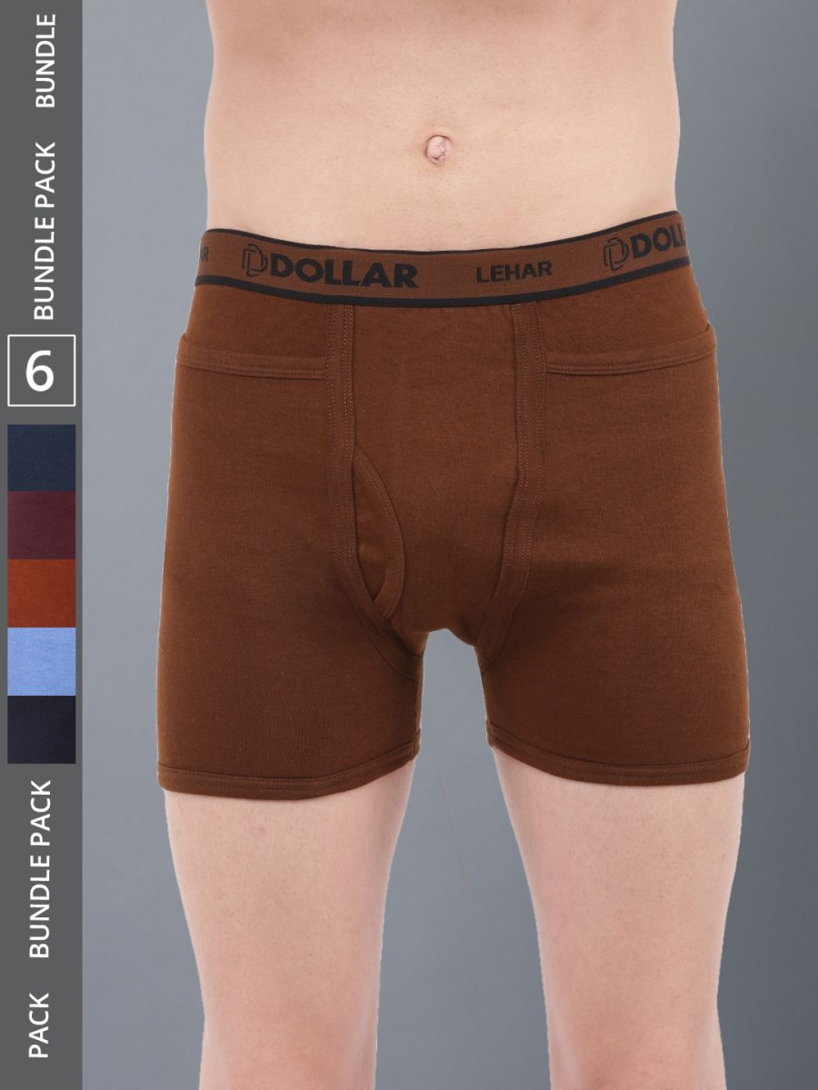 Dollar Lehar Men's Assorted Pack of 6 Combed Cotton Trunk