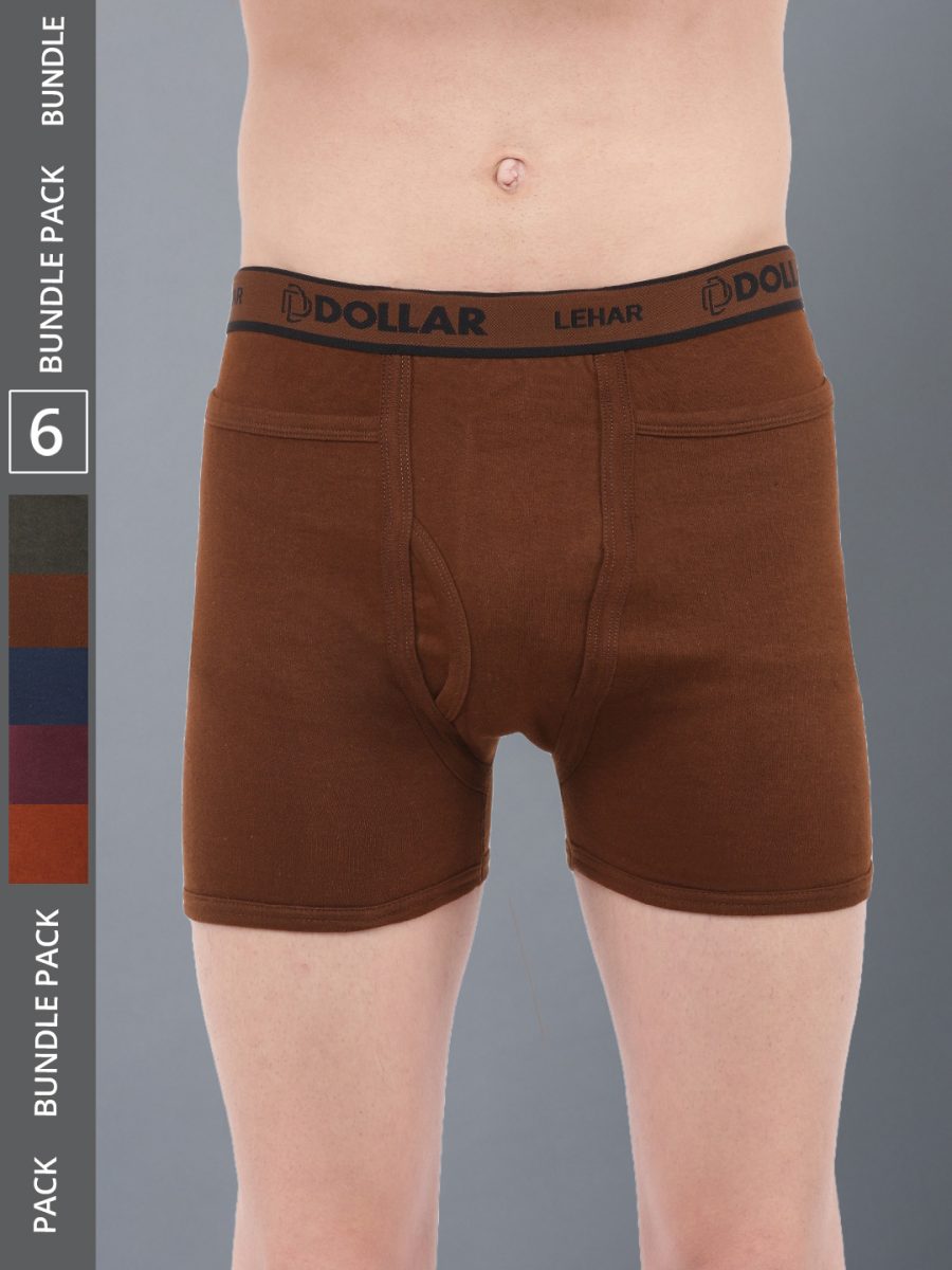 Dollar Lehar Men's Assorted Pack of 6 Combed Cotton Trunk