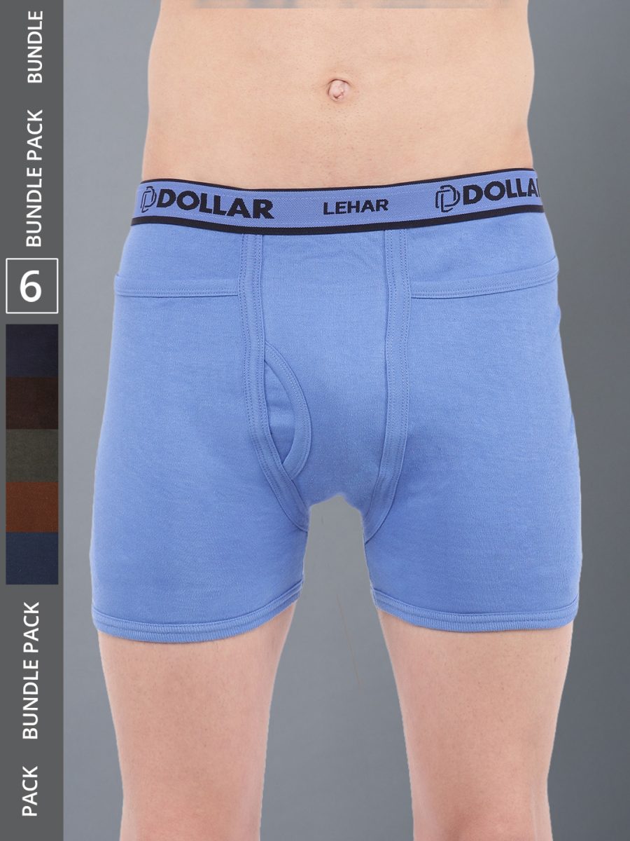 Dollar Lehar Men's Assorted Pack of 6 Combed Cotton Trunk