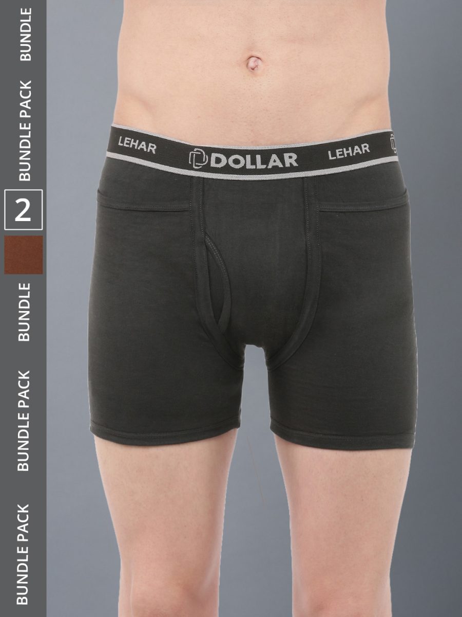 Dollar Lehar Men's Assorted Pack of 2 Combed Cotton Trunk