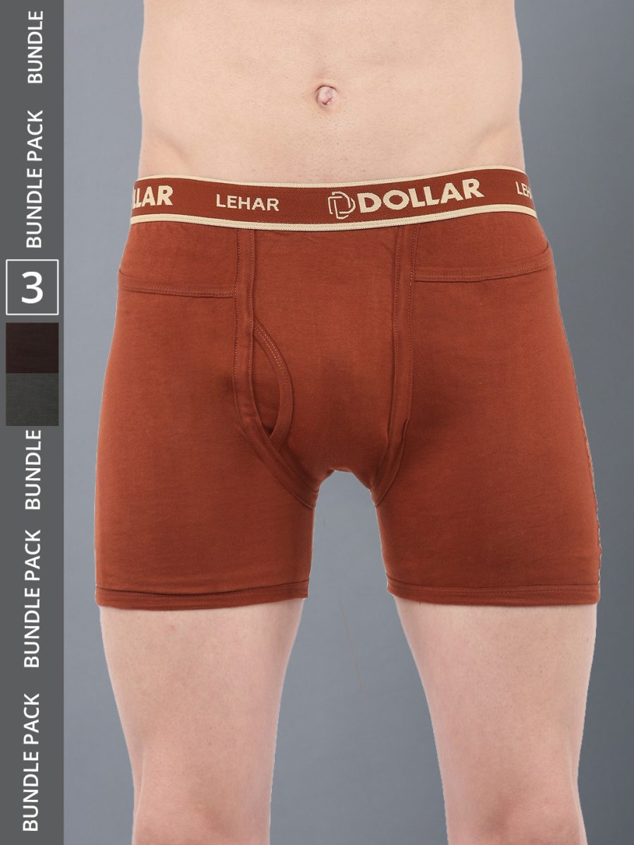 Dollar Lehar Men's Assorted Pack of 3 Combed Cotton Trunk
