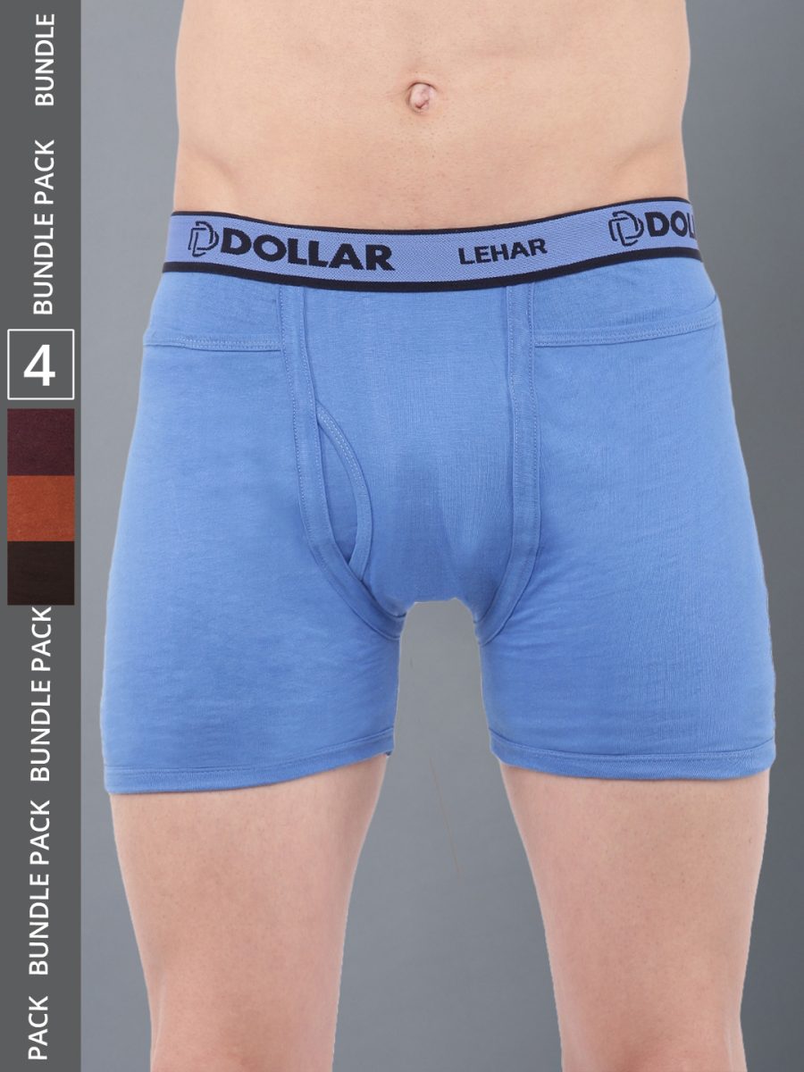 Dollar Lehar Men's Assorted Pack of 4 Combed Cotton Trunk