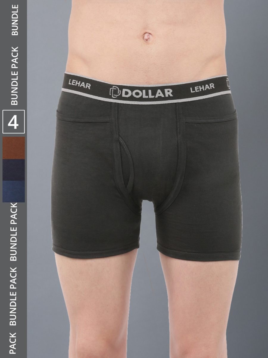 Dollar Lehar Men's Assorted Pack of 4 Combed Cotton Trunk