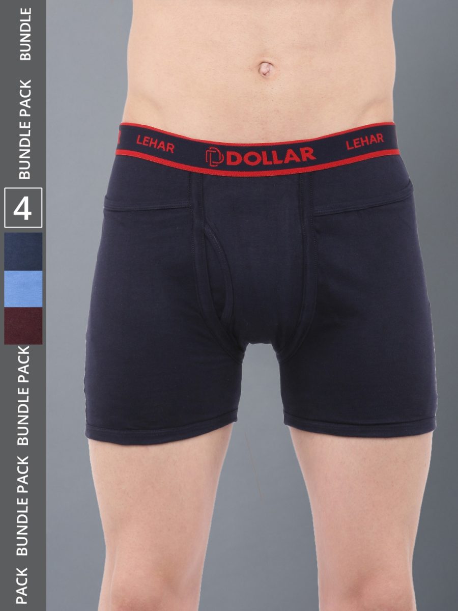 Dollar Lehar Men's Assorted Pack of 4 Combed Cotton Trunk