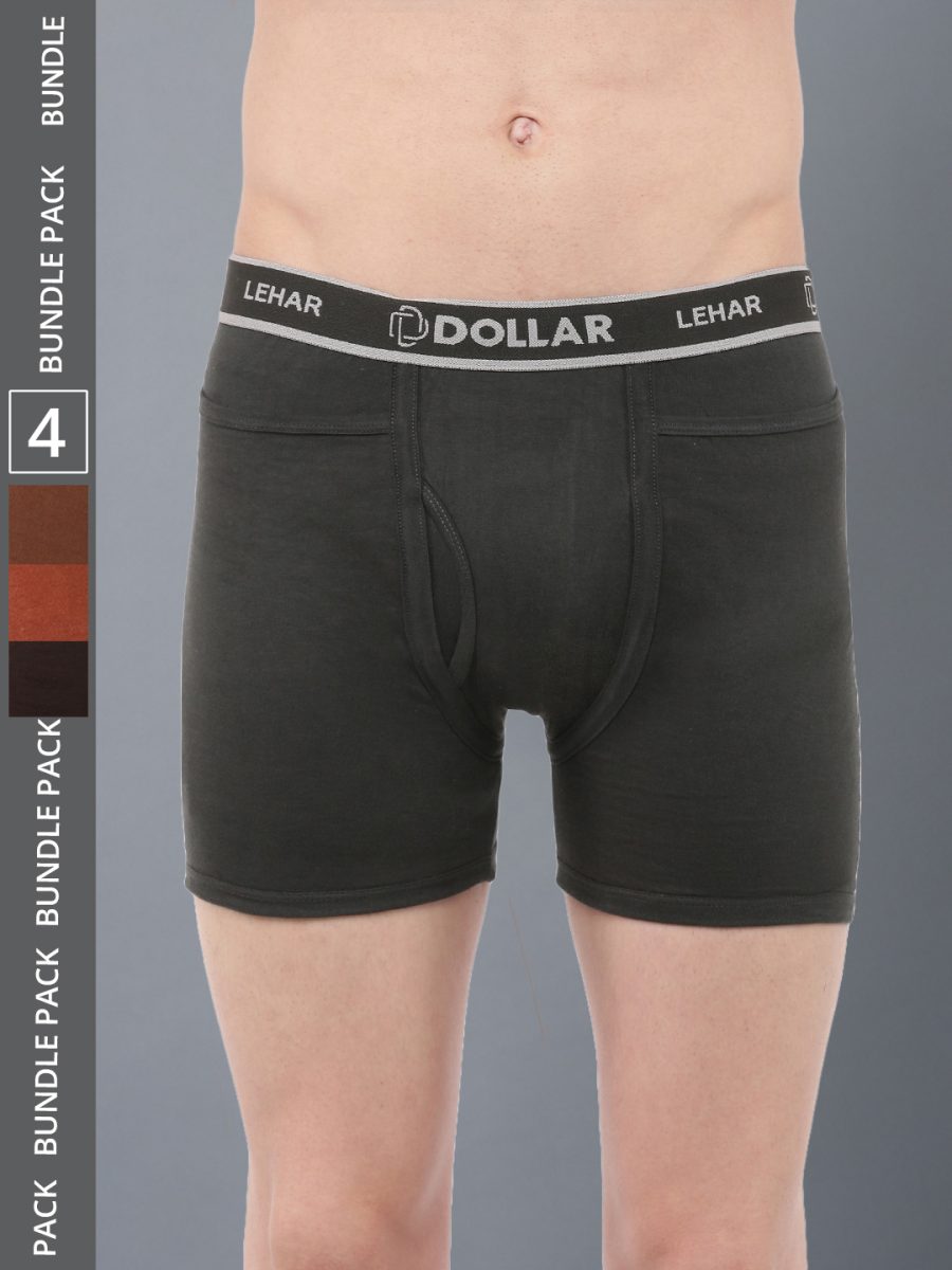 Dollar Lehar Men's Assorted Pack of 4 Combed Cotton Trunk