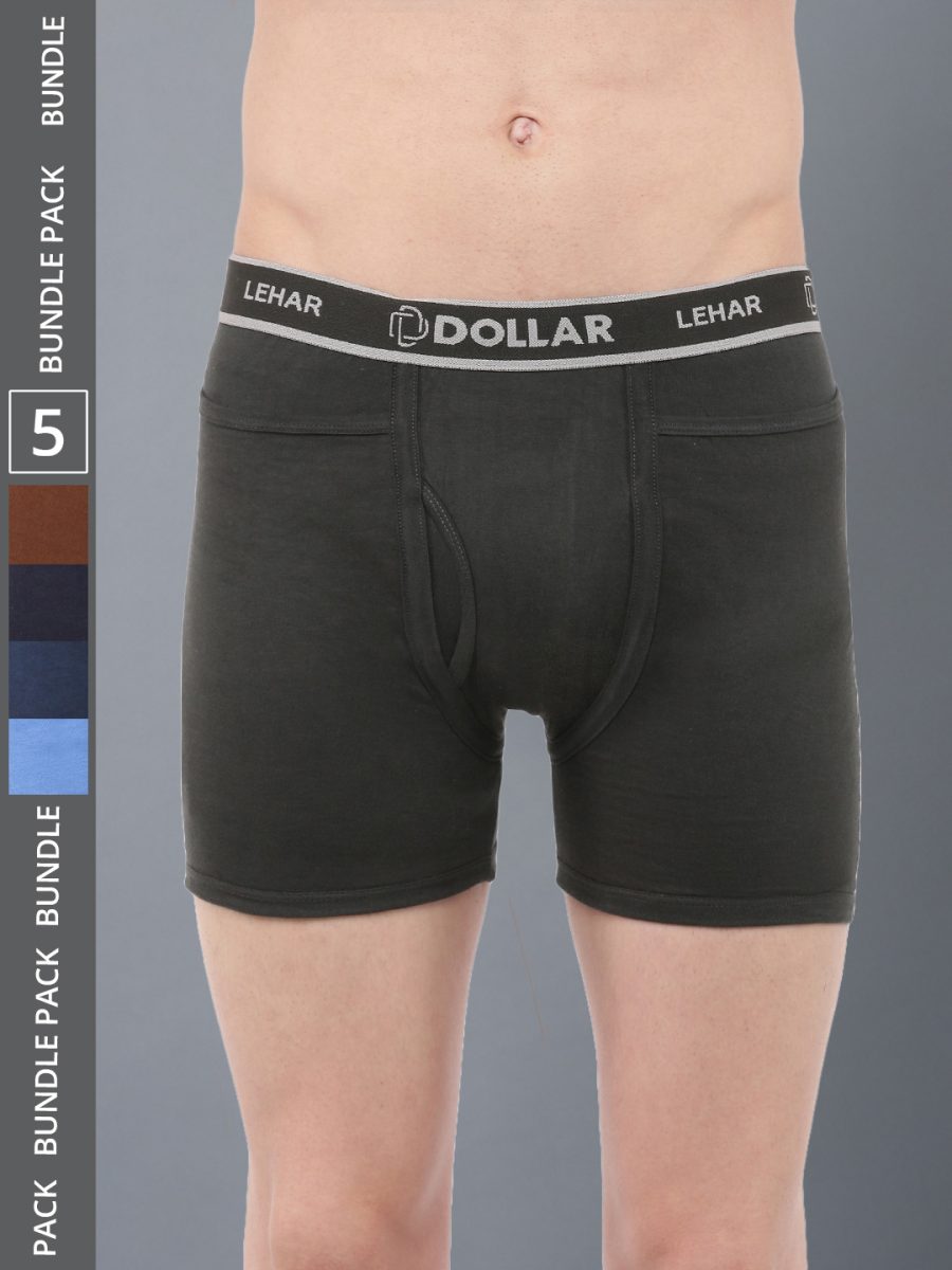 Dollar Lehar Men's Assorted Pack of 5 Combed Cotton Trunk